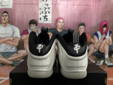 White and Black High-Top Basketball Sneakers