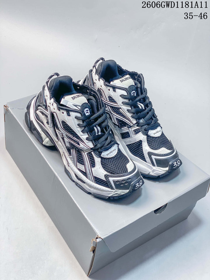 Balenciaga Runner Gradient Low-Top Sneakers, White and Navy