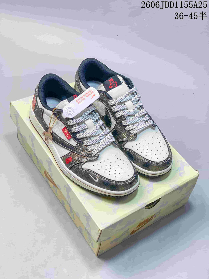 Jordan Air Jordan 1 Low OG SP White and Metallic Gray Sneakers