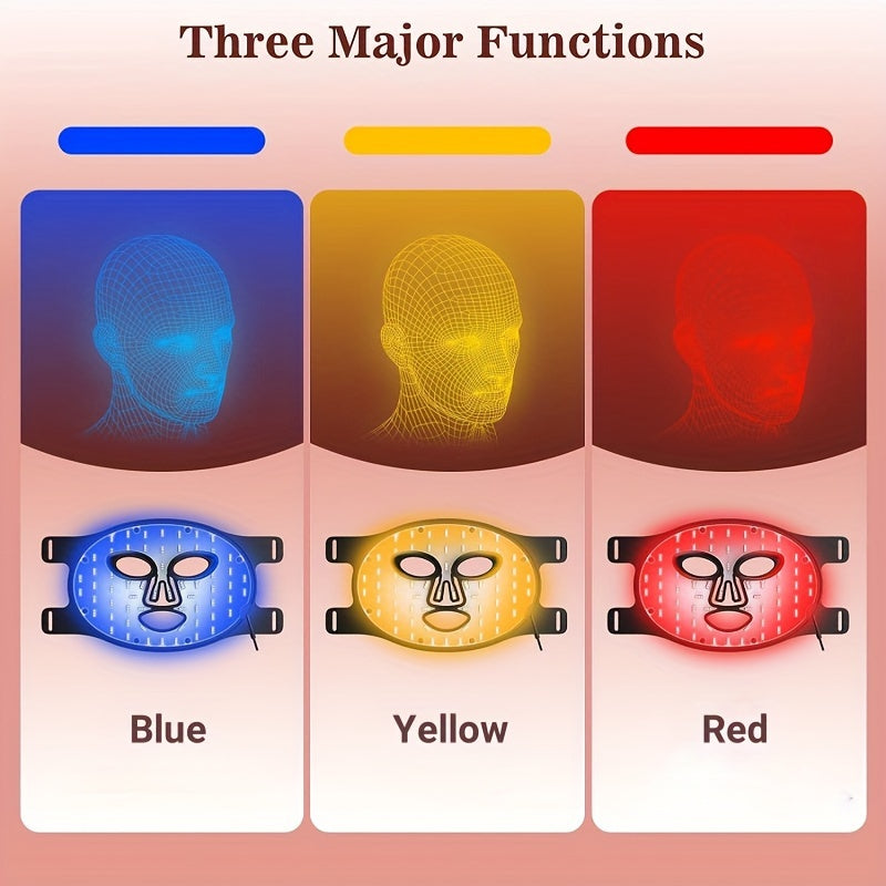 LED Face Mask At-Home 3 Modes Portable LED Light Facial Beauty Mask 180 LED Beads For Daily Skin Care Routine