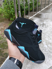 Jordan 7 High-Top Sneakers in Blue, Black and Red