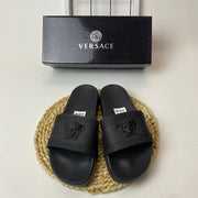 Versace Medusa Slide Sandals with Greek Key Detail
