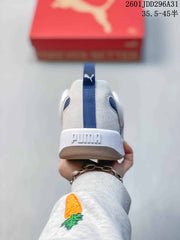 PUMA 180 White Platform Sneakers with Navy Accents