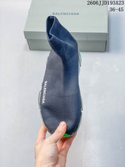 Balenciaga Sock-Style Sneakers in Navy and Neon Green