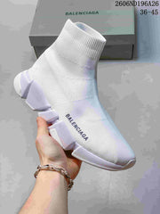 Balenciaga Sock-Style Knit Sneakers, Dark Blue and White
