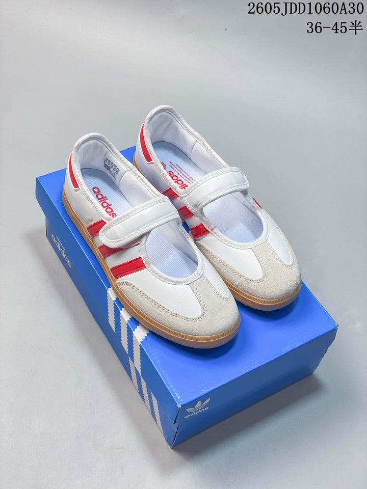 Adidas Samba Jane White and Red Strap Sneakers