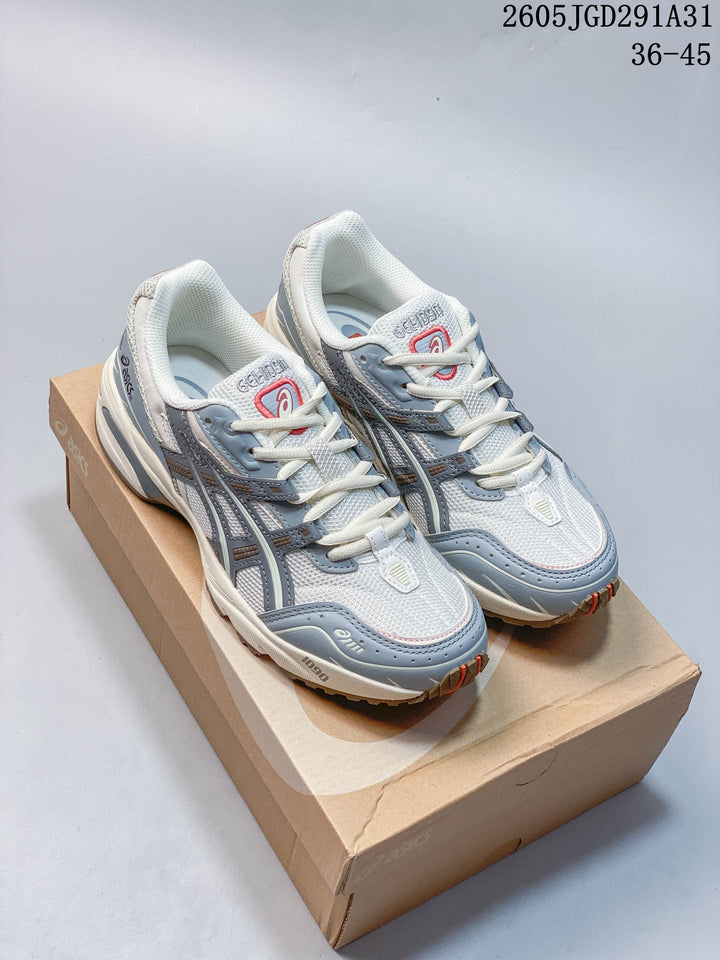 ASICS GEL-Style Mesh Sneakers in White and Blue Gray