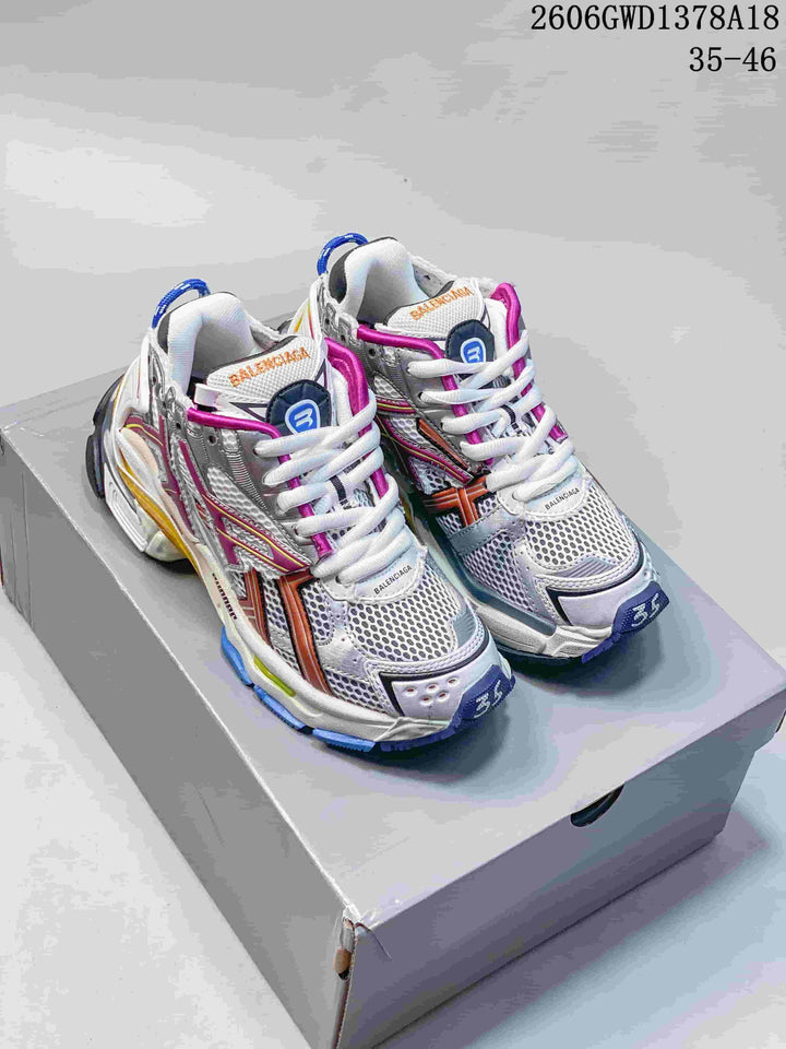 Balenciaga Runner Sneakers in Silver and Multicolor