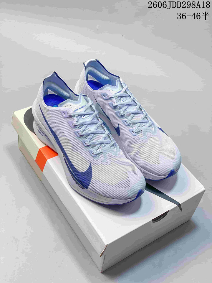 Nike ZoomX Vaporfly NEXT% 4 Road Racing Shoes, White and Blue