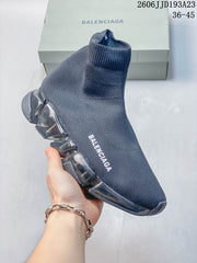 Balenciaga Gray Sock Sneakers with Segmented Sole