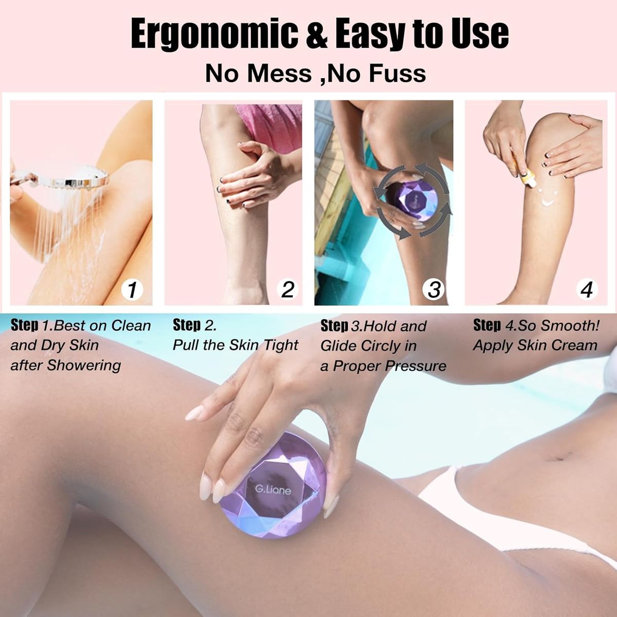 Crystal Hair Eraser, Painless Nano Hair Remover Exfoliation, Gentle and Efficient Glass Hair Removal Device Without Waxing, Natural Epilator for Women and Men(Violet), Hair Removal Device for Women, Permanent Hair Removal for Women