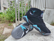 Jordan 7 High-Top Sneakers in Blue, Black and Red
