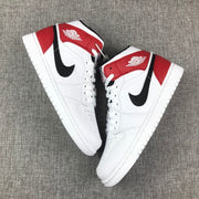 Jordan 1 Mid White Red Black Sneakers 554724-116