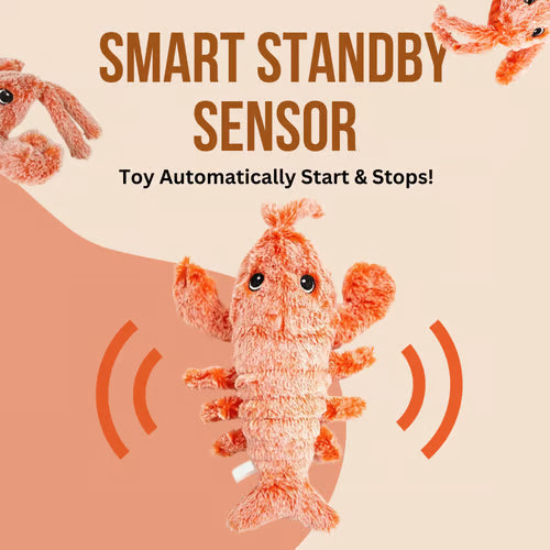 Floppy Lobster Interactive Dog Toy | Motion-Sensor USB Rechargeable Pet Toy