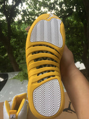 Jordan 12 High-Top Sneakers in White and Yellow