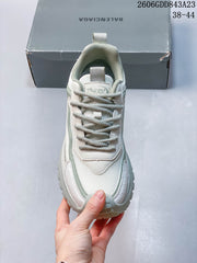 Balenciaga Track-Style Sneakers in White and Sage Green