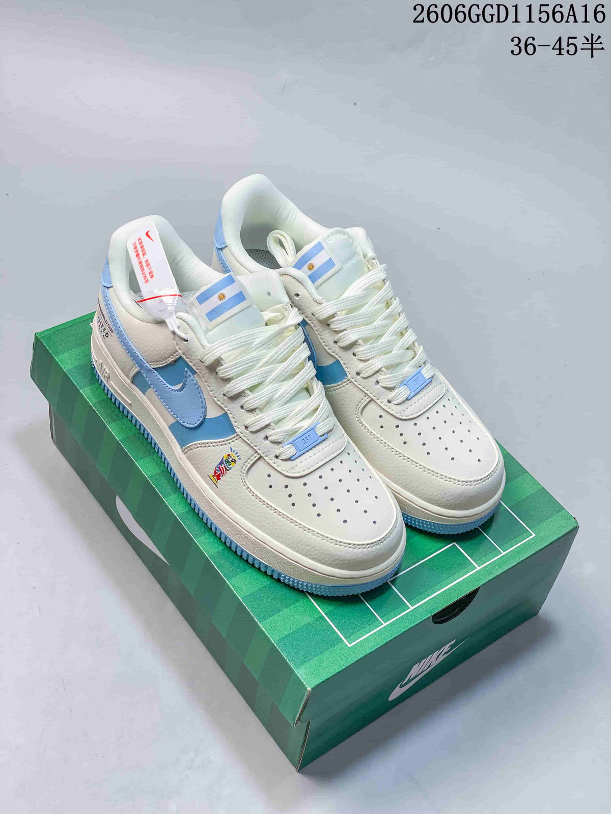 Nike Air Force 1 Low Cream and Blue Sneakers