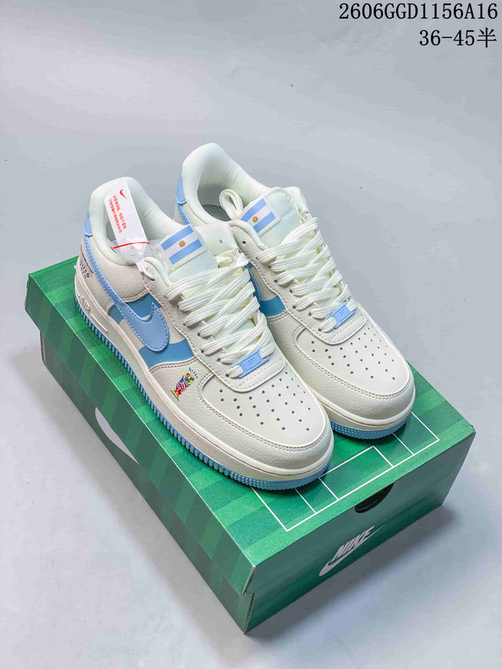 Nike Air Force 1 Low Cream and Blue Sneakers