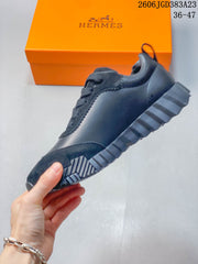Hermès Low-Top Lace-Up Sneakers in Navy