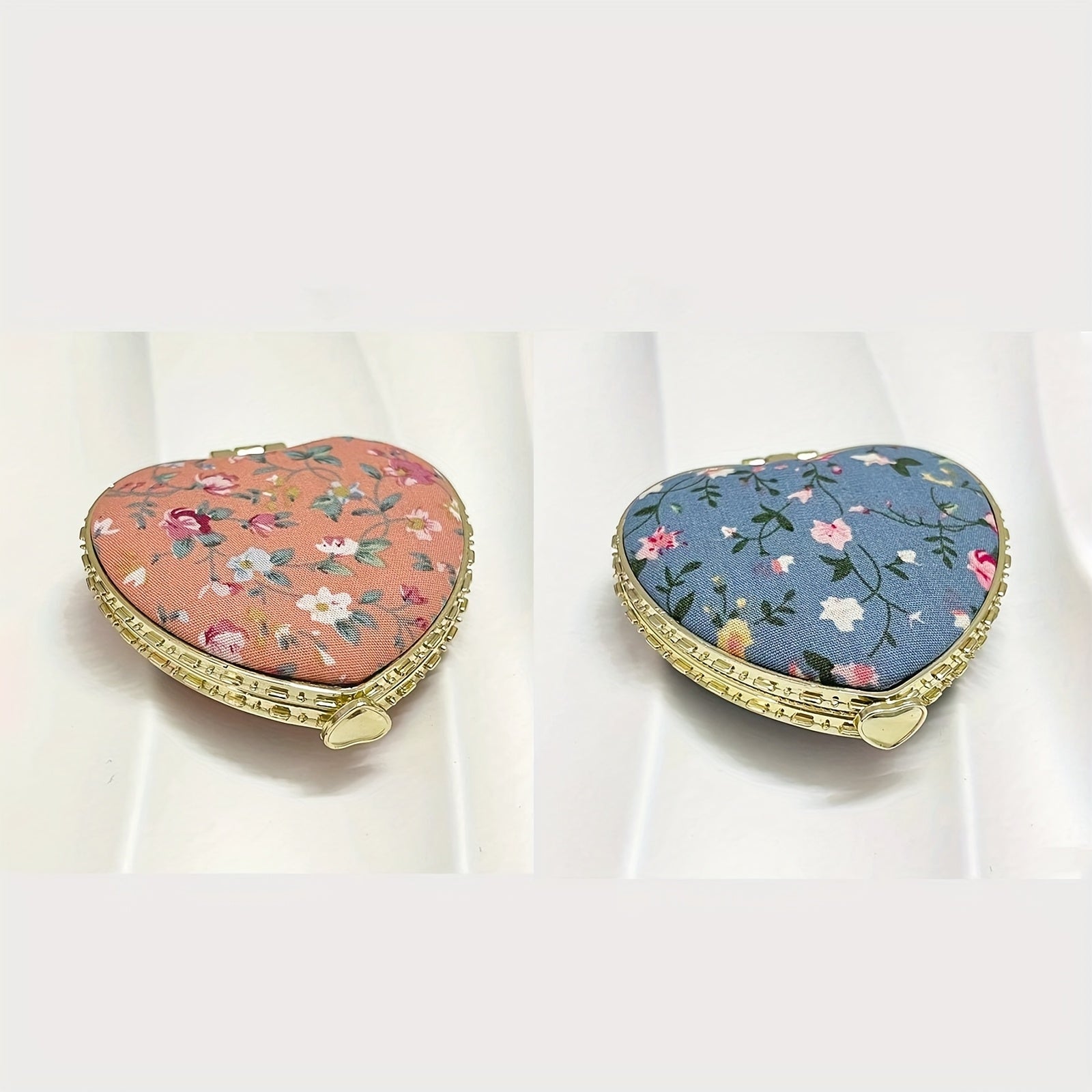 1pc\u002F2pcs Portable Heart-Shaped Folding Makeup Mirror, Retro Double-Sided Vanity Mirror for Living Room, Bedroom, Bathroom & Travel Accessories