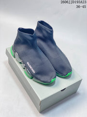 Balenciaga Sock-Style Sneakers in Navy and Neon Green