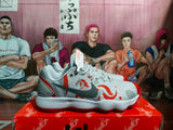 Nike Grey and Red Basketball Sneakers