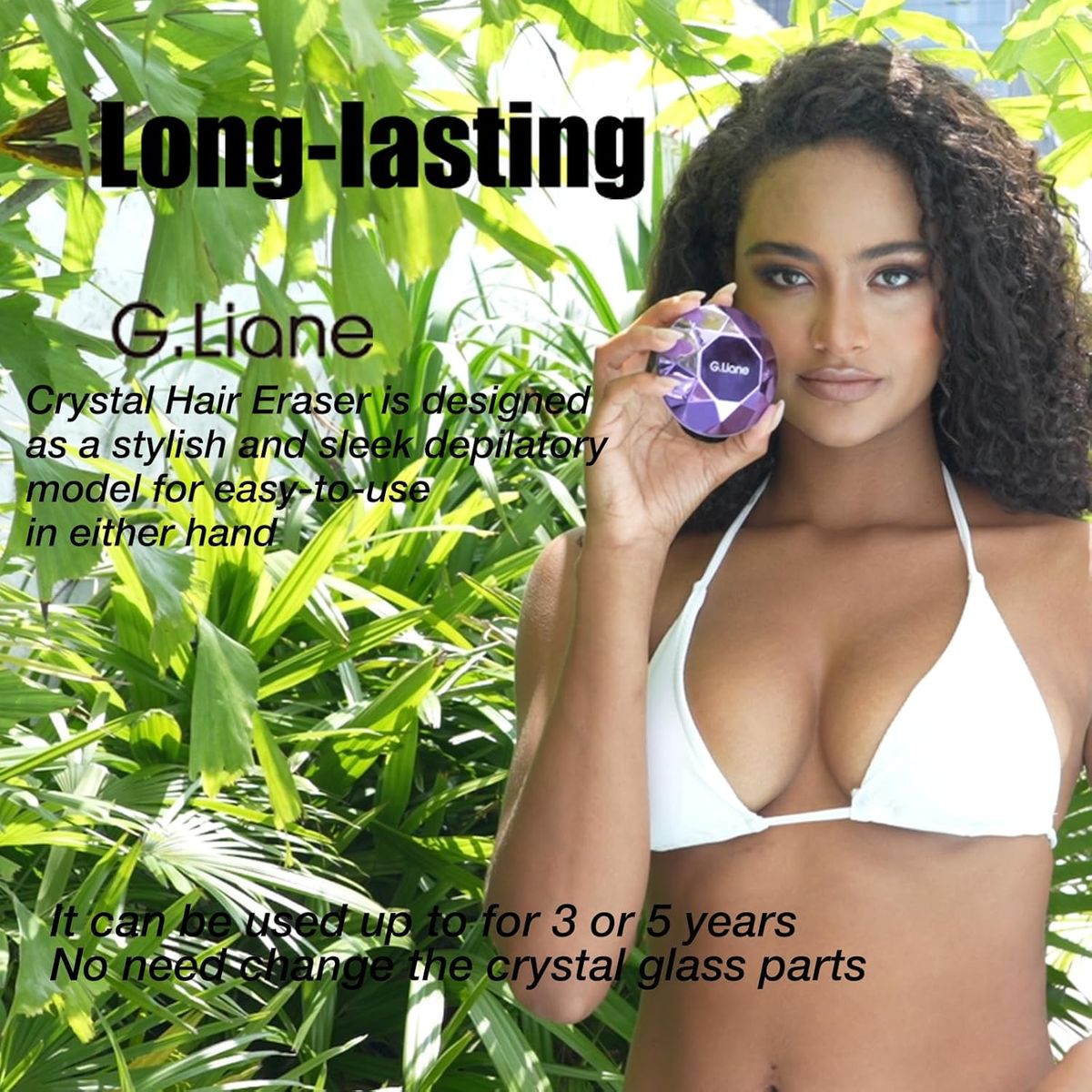 Crystal Hair Eraser, Painless Nano Hair Remover Exfoliation, Gentle and Efficient Glass Hair Removal Device Without Waxing, Natural Epilator for Women and Men(Violet), Hair Removal Device for Women, Permanent Hair Removal for Women