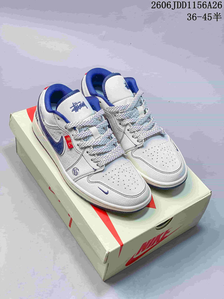 Jordan Air Jordan 1 Low White and Blue Sneakers