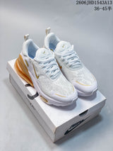Nike Air Max 270 White and Gold Sneakers