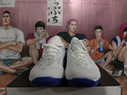 Nike White and Blue Basketball Sneakers
