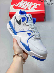 Nike Flight Legacy Mid-Top Basketball Shoes, White and Blue