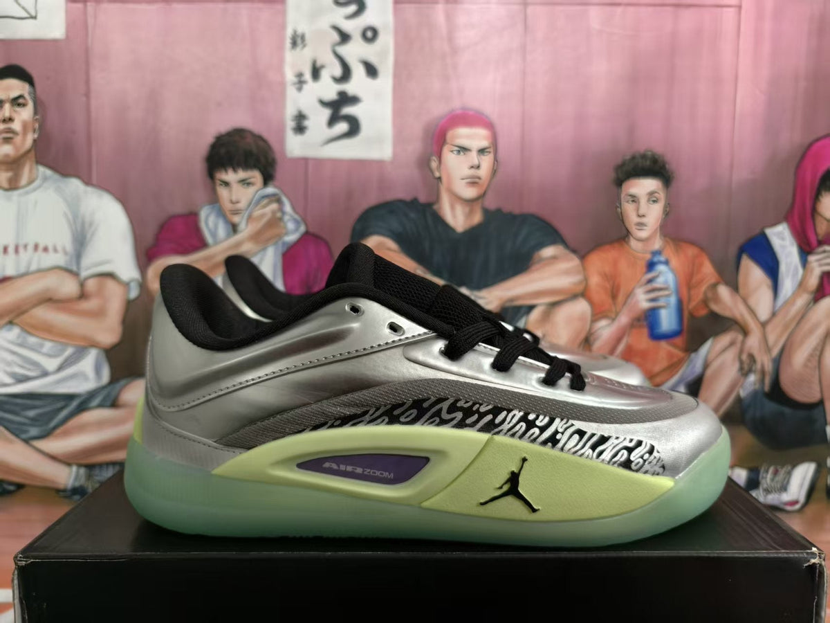 Jordan Basketball Sneakers Silver Green