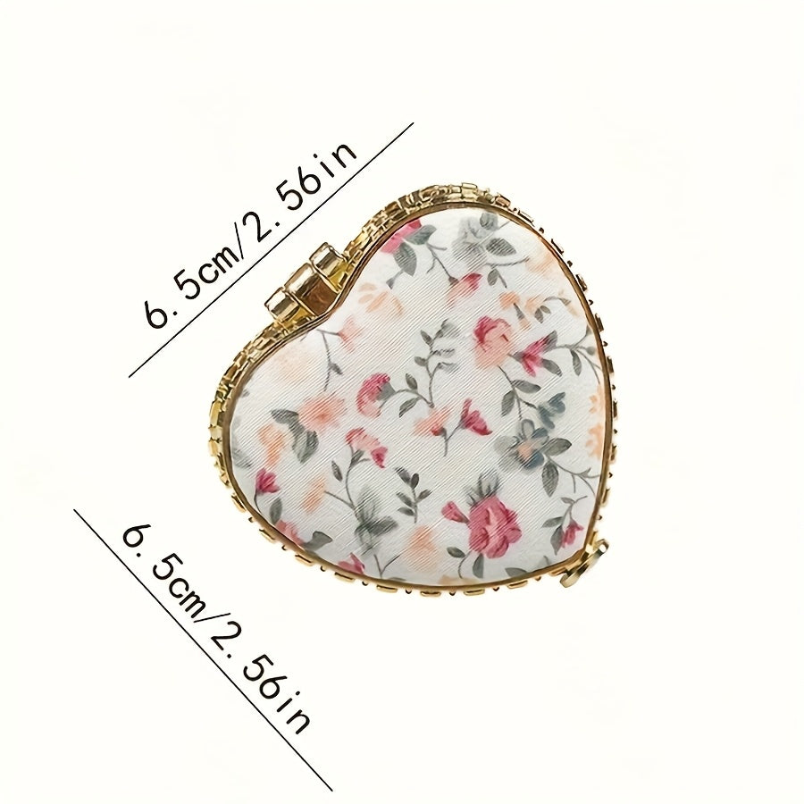 1pc\u002F2pcs Portable Heart-Shaped Folding Makeup Mirror, Retro Double-Sided Vanity Mirror for Living Room, Bedroom, Bathroom & Travel Accessories