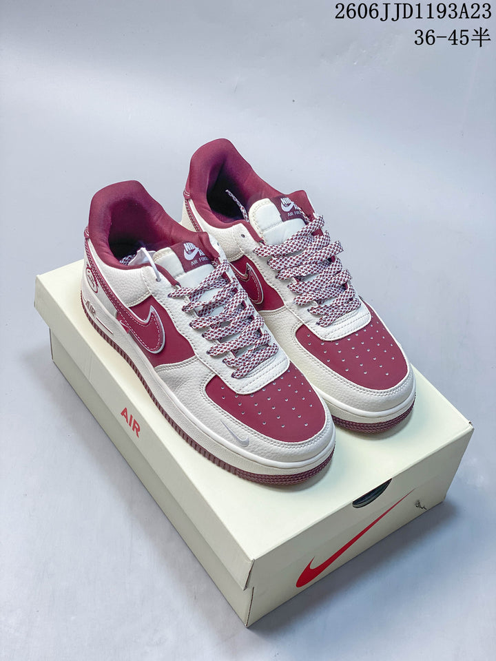 Nike Air Force 1 Low White Burgundy Sneakers