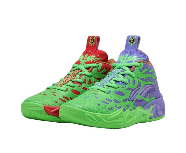 878 Green and Purple High-Top Sneakers