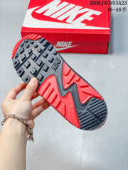 Nike Air Max 90 Gray and Red Low-Top Sneakers