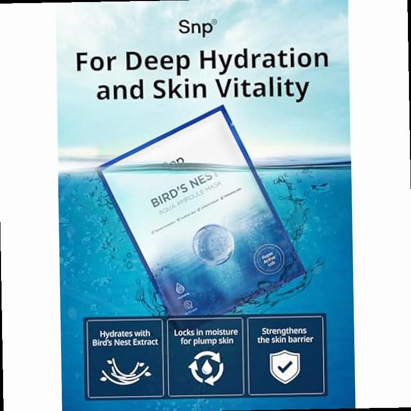 1000mg Bird s Nest Hyaluronic Acid Ampoule Sheet Mask Hyaluronic Acid Sheet Mask Maximum Hydration and Protection for All Dry Skin Types Korean Skincare Facial Mask 10 Sheets