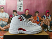 Jordan Air Jordan 12 White and Red Basketball Sneakers