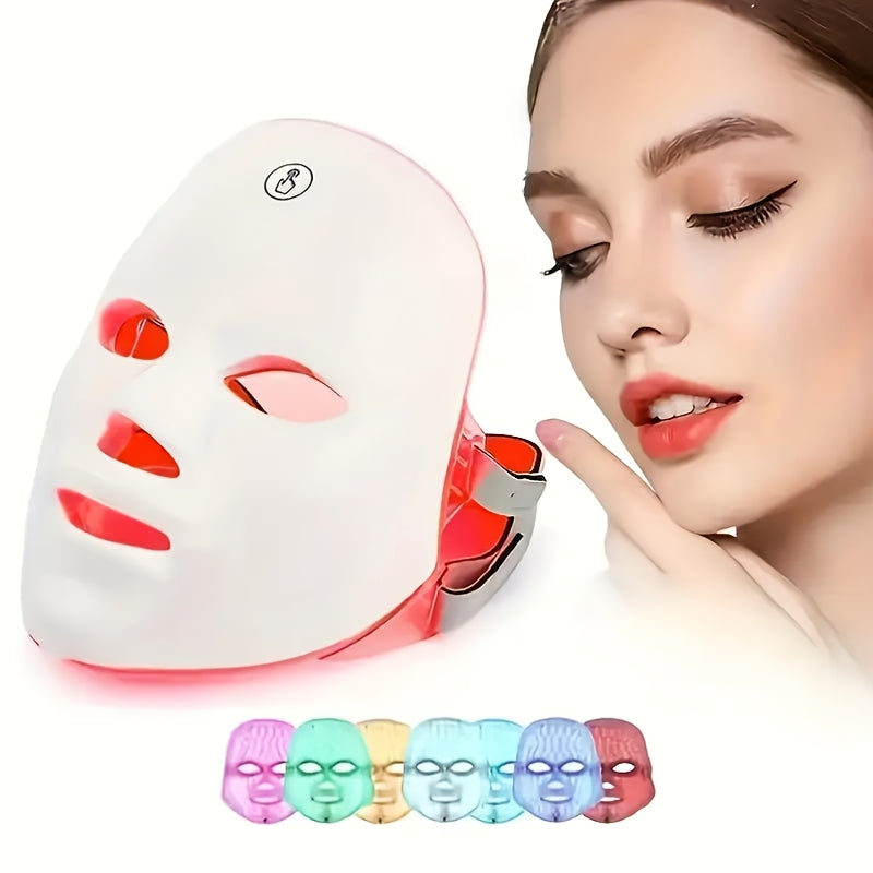 7-color Rechargeable LED Face Mask for Light Beige Care And Facial Skincare, Perfect for Mother's Day, Thanksgiving, Gifts, Girlfriends, Best Friends, And Mothers