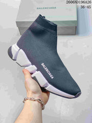 Balenciaga Sock-Style Knit Sneakers, Dark Blue and White