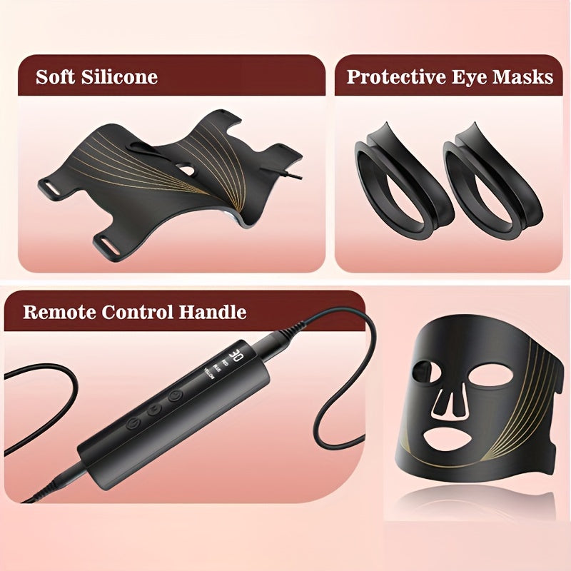 LED Face Mask At-Home 3 Modes Portable LED Light Facial Beauty Mask 180 LED Beads For Daily Skin Care Routine