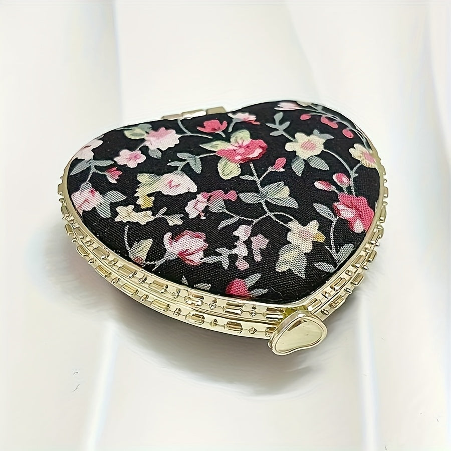 1pc\u002F2pcs Portable Heart-Shaped Folding Makeup Mirror, Retro Double-Sided Vanity Mirror for Living Room, Bedroom, Bathroom & Travel Accessories