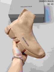Balenciaga Sock-Style Knit Sneakers, Dark Blue and White