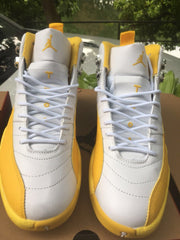 Jordan 12 High-Top Sneakers in White and Yellow