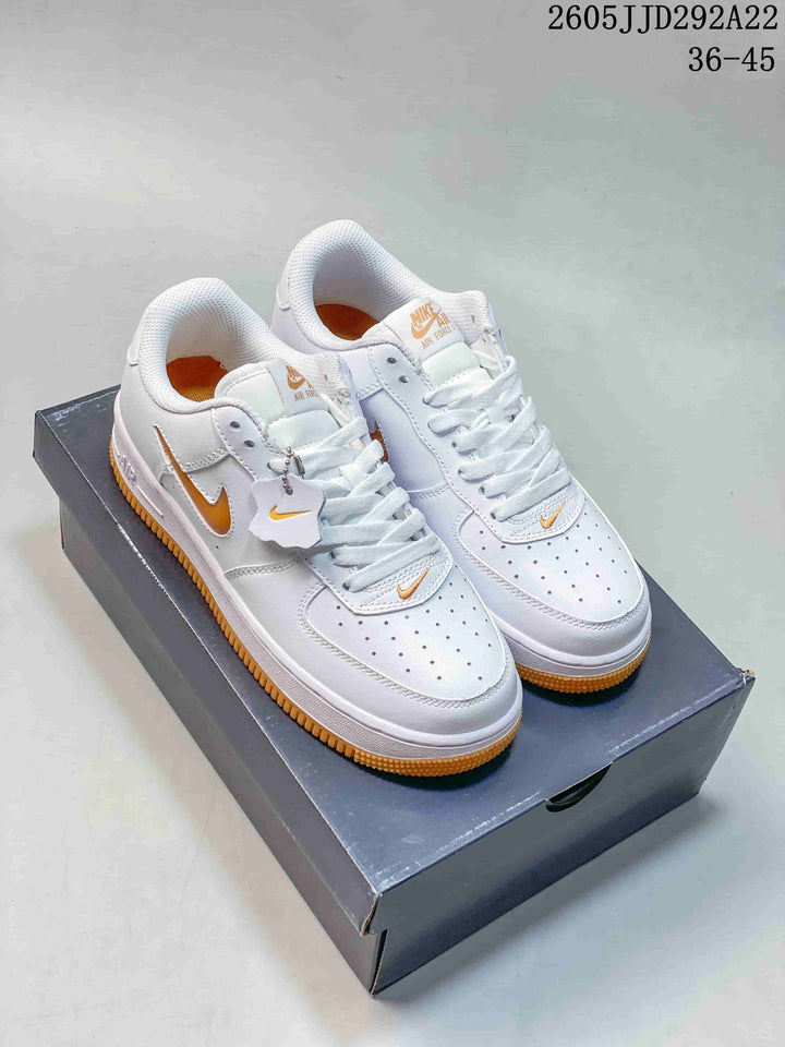 Nike Women’s Air Force 1 Shadow Sneakers, White and Orange