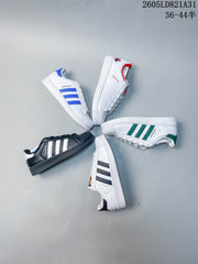adidas Superstar Shell-Toe Sneakers in White and Color Accents