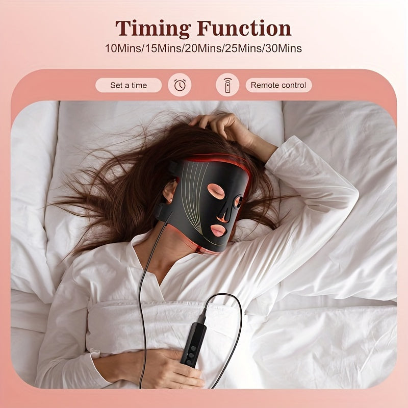 LED Face Mask At-Home 3 Modes Portable LED Light Facial Beauty Mask 180 LED Beads For Daily Skin Care Routine