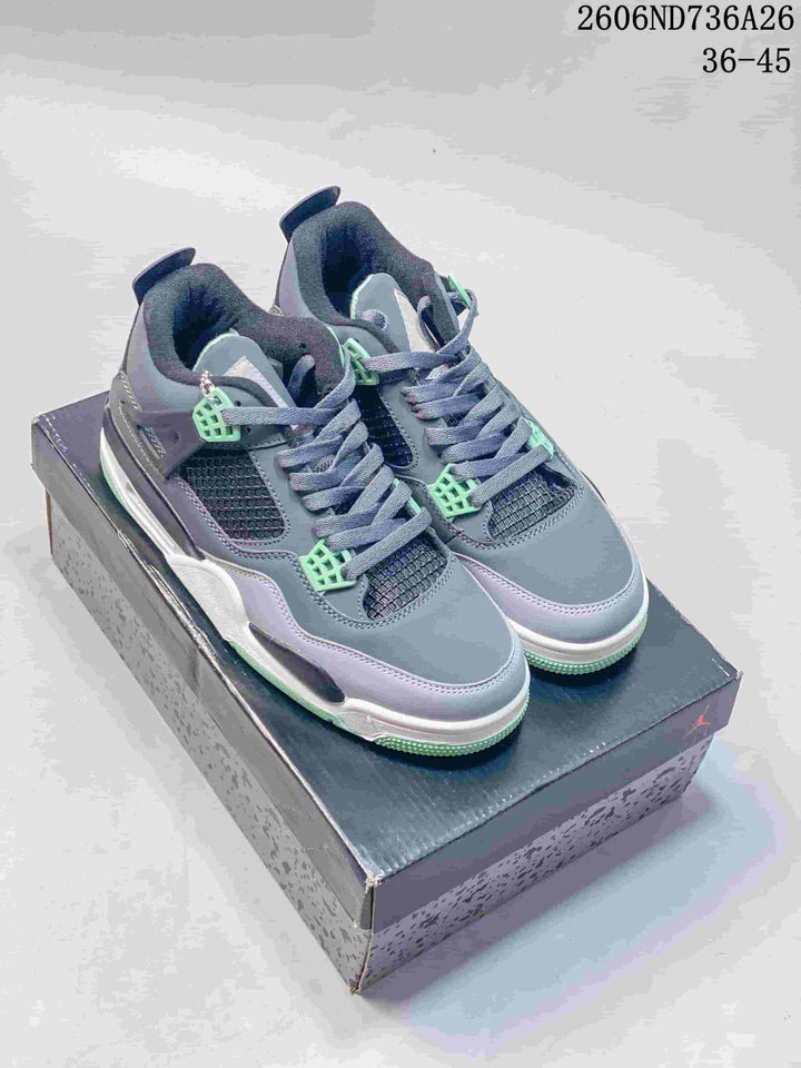 Jordan Air Jordan 4 Retro High-Top Sneakers in Grey and Mint