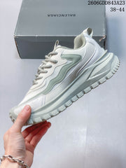Balenciaga Track-Style Sneakers in White and Sage Green