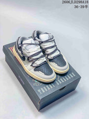 Jordan Air Jordan 1 Low Strap Sneakers in Gray and White